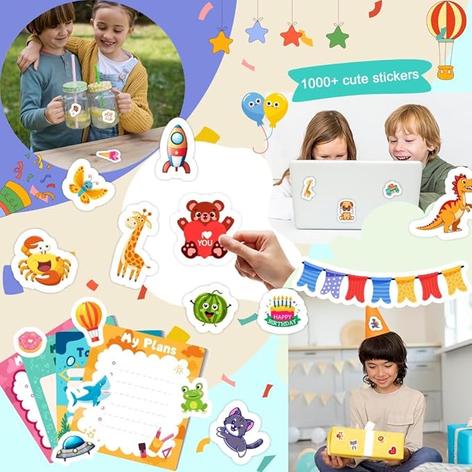 48 Sheets Stickers for Kids, Cute Stickers Variety Pack for Scrapbooking | Teachers Classroom Prizes, Goodie Bag Stuffers Including Animals, Cars, Dinosaurs, Fishes, Hearts, Stars and More