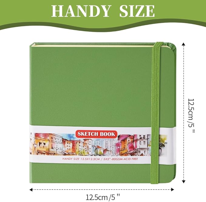 5x5 Pocket Sketch Book,80gsm Hardcover Art Sketchbook for Drawing Journal