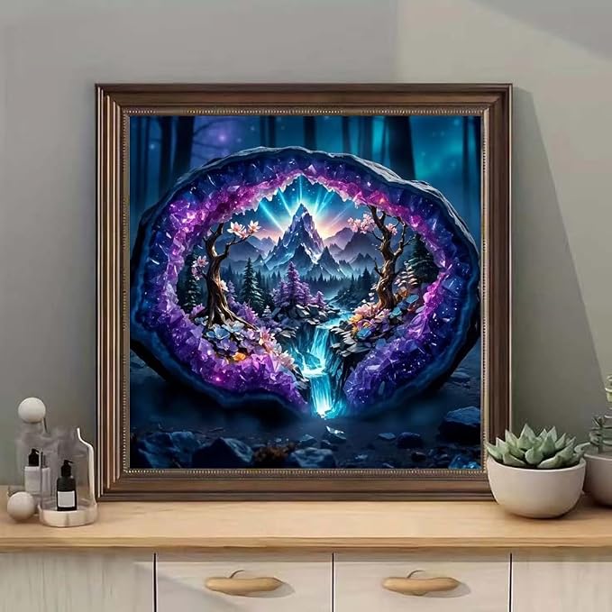 SHICERNHJ 5D Diamond Painting Kits for Adults,Crystal Forest Landscape Diamond Art Kits for Beginner,DIY Full Round Drill Diamond Dot with Gem Art Kits for Adults Home Wall Decor 14x14 Inch