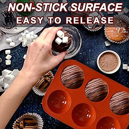 Lerykin 6 Holes Medium Semi Sphere Silicone Molds, 2 Packs Half Sphere Silicone Baking Molds for Making Chocolate, Cake, Jelly, Dome Mousse