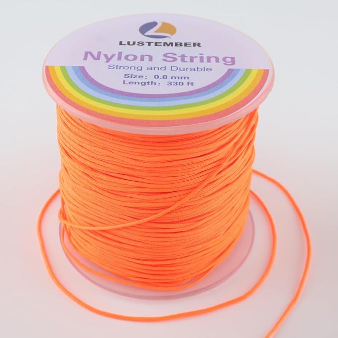 LUSTEMBER 0.8mm Nylon String, Strong Bracelet String, Durable Nylon Cord for Jewelry Making, Bracelets, Beading, Necklaces, Rattail Braiding, Kumihimo, Wind Chimes, Blinds and Handicrafts