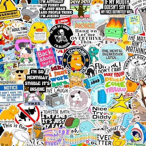 400 Pcs Funny Stickers for Adults Dirty Humor, Water Bottles Waterproof Cool Stickers for Laptop, Bumper, Phone, Hard Hats, Sarcastic, Scrapbooking (400)