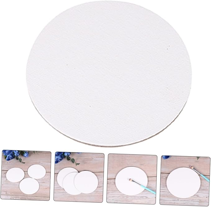 INOOMP 8pcs Round Canvas Panels for Oil Painting 4 Inch Primed Blank Canvases for Artists Mini Canvas Boards for Acrylic and Watercolor for Kids Crafts