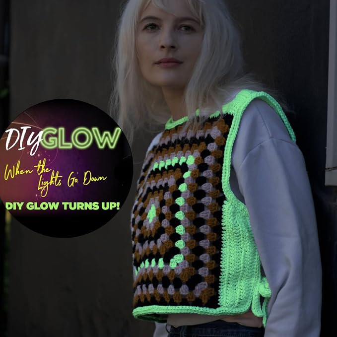 Lion Brand Yarn DIY Glow Yarn, Natural