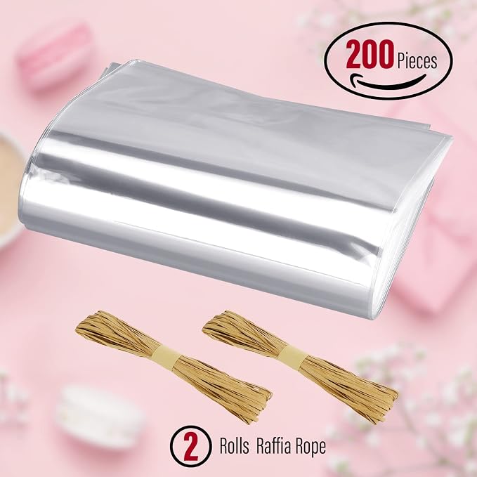 Tudomro 200 Pcs Clear Cellophane Soap Bags for Homemade Soap Candles, 5x8 | Clear Wrappers for Soap Bars Candles, Wedding Favor Treat Bags, Homemade Gifts Packaging, Small Business Supplies