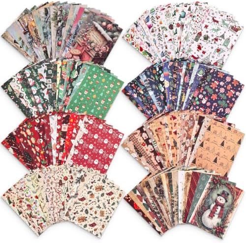400Pcs Vintage Scrapbooking Supplies, Scrapbook Paper for Journaling Supplies, Decoupage Paper for Bullet Junk Journal Decorative Paper (Christmas 8 Theme)