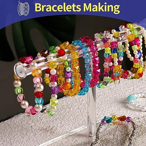 FANDAMEI 0.5mm Elastic Bracelets Strings Cord, Elastic Crystal Stretch Bead Cord for Jewelry Making, Clear Stretchy Elastic String Cord for Beading, Transparent Thread for Bracelet Necklace Making