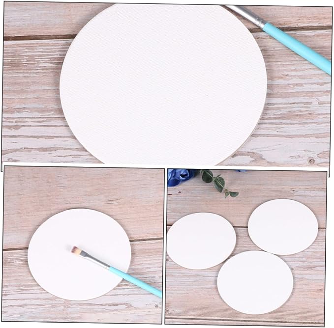 INOOMP 8pcs Round Canvas Panels for Oil Painting 4 Inch Primed Blank Canvases for Artists Mini Canvas Boards for Acrylic and Watercolor for Kids Crafts