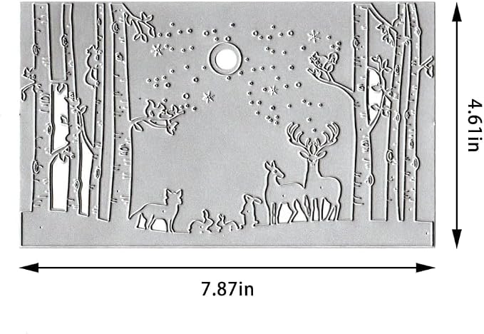 Lapoo Metal Cutting Die for Scrapbooking, 3D Backgrounds Frame New Cutting Dies DIY Album Card Making Decor Paper Metal Die Cuts Party Wedding Decorations (Winter Snow Forest Deer 7.9 x 4.6 in)