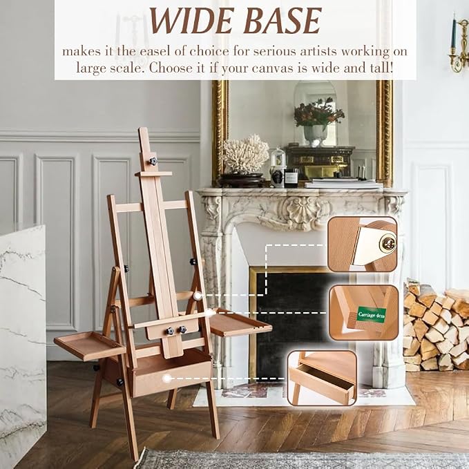 Easel for Painting,Multi-Function Large Beech Wood Art Easel