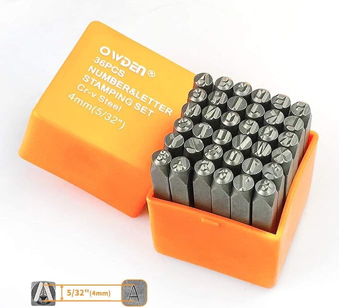 OWDEN 36Pcs. Steel Metal Stamping Kit,Heat-Treated Alloy Steel,(5/32”,4mm)
