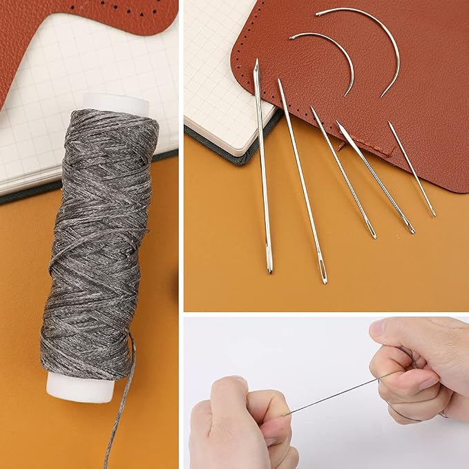 Waxed Thread, Upholstery Needle and Thread 32 Yards Dark Gray