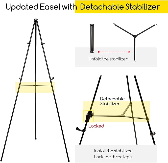 MEEDEN Metal Easel Stand for Painting: 63" Art Easel Sign Stand with Bag