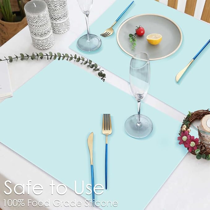 Extra Large Silicone Craft Mat for Kids, Mint Green Silicone Sheet for Crafts, Kitchen Non-Stick Baking Mat, Heat Resistant Countertop Protector Mat, Waterproof Placemat, Multipurpose Mat 24''x16''