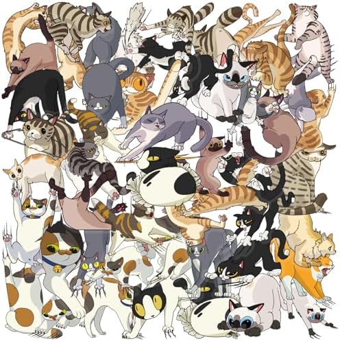 50Pcs Cartoon Cat Scratch PET Stickers