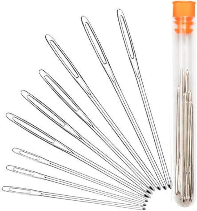 Large-Eye Blunt Needles, Hekisn Stainless Steel Yarn Knitting Needles, Sewing Needles, Crafting Knitting Weaving Stringing Needles,Perfect for Finishing Off Crochet Projects (9 Pcs)