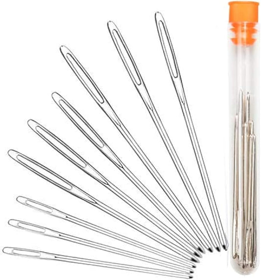 Large-Eye Blunt Needles, Hekisn Stainless Steel Yarn Knitting Needles, Sewing Needles, Crafting Knitting Weaving Stringing Needles,Perfect for Finishing Off Crochet Projects (9 Pcs)
