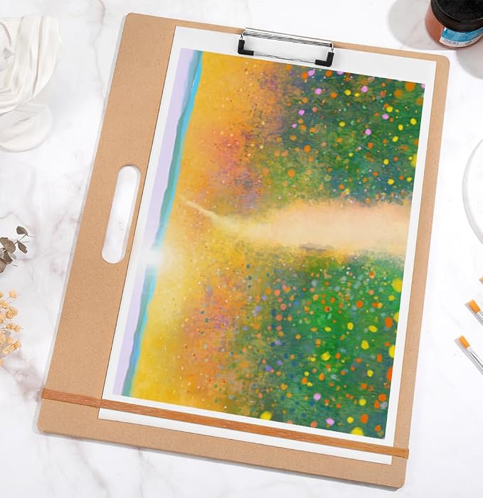 14"x18" Drawing Board with Clip, Rubber Bands and Carry Handle | Portable Lightweight Art Board For Sketching, Durable Watercolor Board For Artists Indoor Outdoor Use, Art Supply