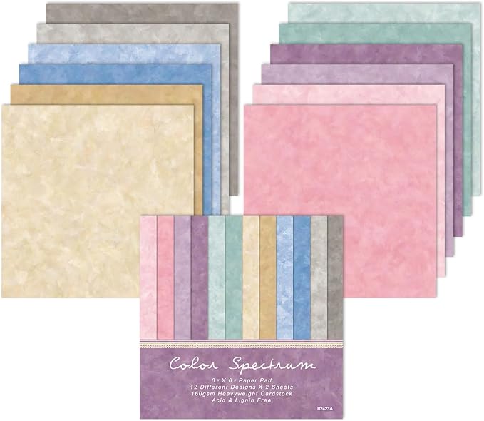 24 Sheets Scrapbook Paper Pad Cardstock, 6 x 6 Inch Colorful Decorative Decoupage for Card Making Folded Material Gift Wrapping Junk Journals Supplies DIY Crafts Photo Album