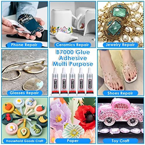 B7000 Jewelry Rhinestones Glue, Cludoo 5PCS B-7000 Clear Super Glue