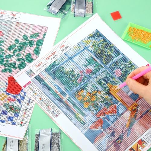 Yeaqee 4Pcs Diamond Art Kits for Adult Gem Painting Kit, Colorful Kitchen