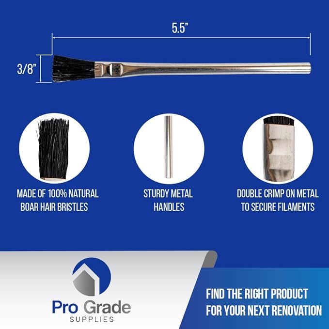 Pro Grade Acid Brushes, 3/8 Inch Flux Brush for Glue & Grease, 36 Count | Soldering, plumbing & welding | Epoxy, resin & adhesives | Boar hair bristles, metal ferrule | Jewelry & crafts