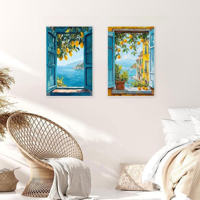 KYOQFVN 2 Pack Lemon Paint by Numbers Kits for Adults - DIY Lemon Tree Adult Paint by Number Kits on Canvas, Digital Oil Painting by Number Kit for Home Wall Decor 8x12inch