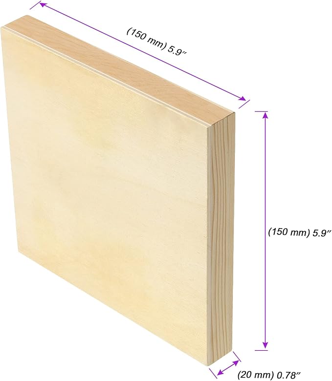 JOIKIT 14 Pack 6 x 6 x 0.78 Inch Wood Canvas Panels, Wooden Canvas Board Unfinished Square Wood Cradled Painting Panel Boards, Artist Wooden Canvases for Burning, Pouring, String Art, Crafts