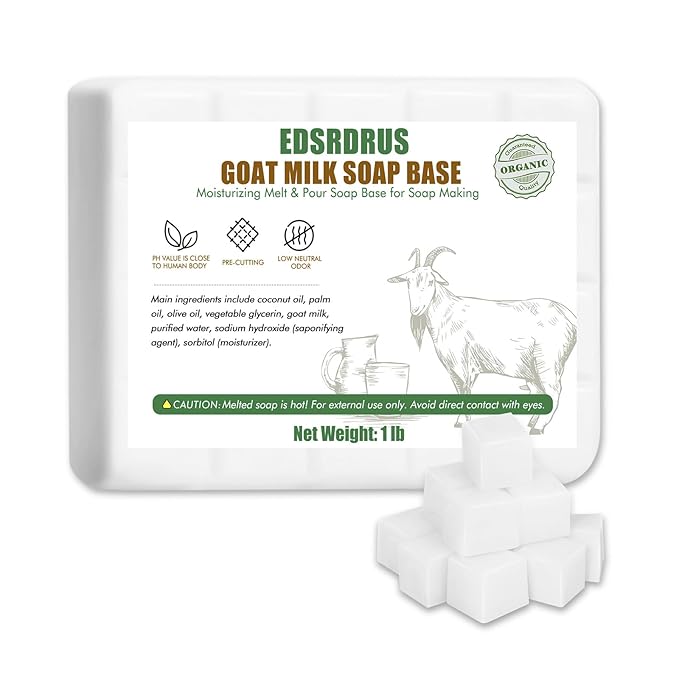 EDSRDRUS 1lb Scent Soap Base DIY Handmade with Goat Milk & Coconut Oil, Moisturizing Melt and Pour Soap Base