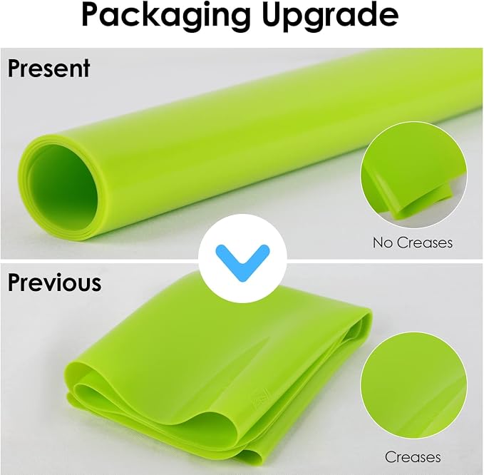 2 Pack Extra Large Silicone Mats for Crafts, Silicone Placemats for Dining Table Countertop Protector, Heat Resistant Baking Mat Reusable Dough Rolling Pad (Blue & Green, 23.6''x15.7'')
