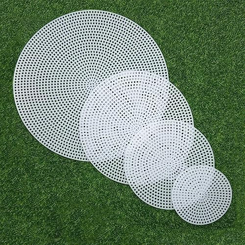 Allazone 58 PCS Mesh Plastic Canvas Sheets 5 Size Round Clear Plastic Canvas for DIY Crafts Embroidery Cross Stitch, Acrylic Yarn Crafting, Knit and Crochet Projects