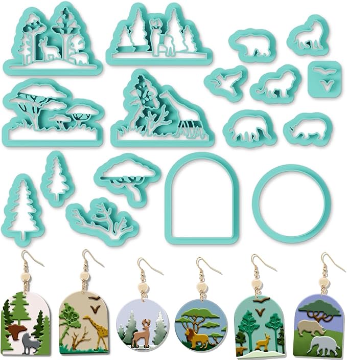ORIGACH 17 Pcs Forest and Animals Polymer Clay Cutters Set