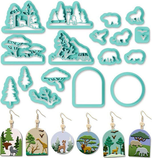 ORIGACH 17 Pcs Forest and Animals Polymer Clay Cutters Set