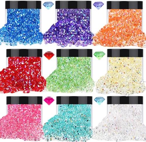 9 Box Rhinestone Glitter, 15000Pcs 3.2oz/90g 3mm Chunky Flakes Sequins Gravel for Epoxy Resin Craft Supplies Nail Art DIY G012