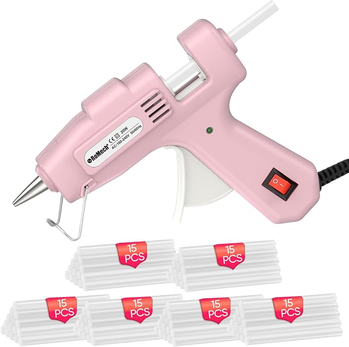 ROMECH 20W Mini Hot Glue Gun Kit, 90 Glue Sticks Set for DIY Crafts, Repair