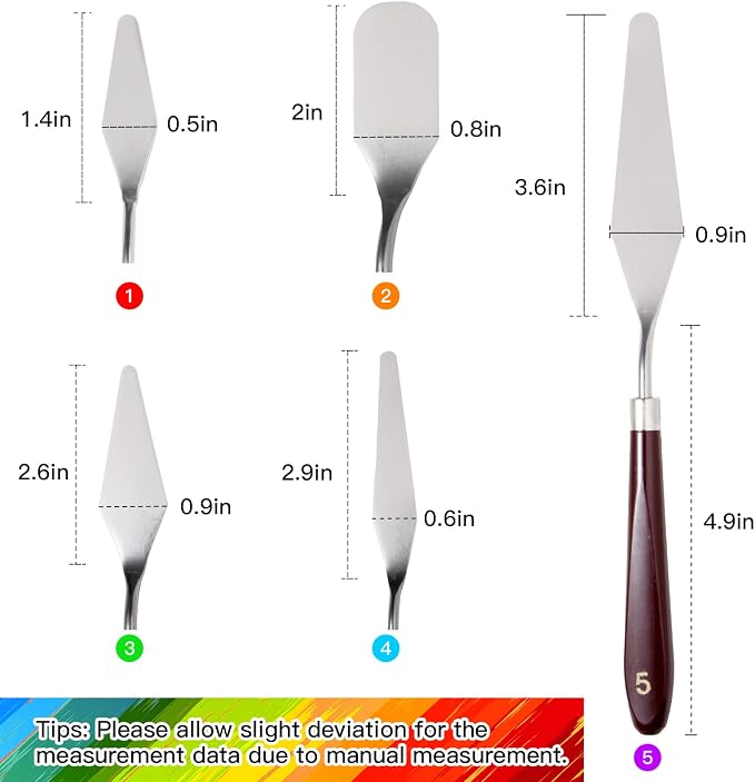 10PCS Palette Knife, Stainless Steel Painting Knife Set, Flexible Spatula Pallet Knife, Metal Artist Knives, Oil Painting Accessories Color Mixing Scraper for Oil, Canvas, Acrylic Painting By CUALORK