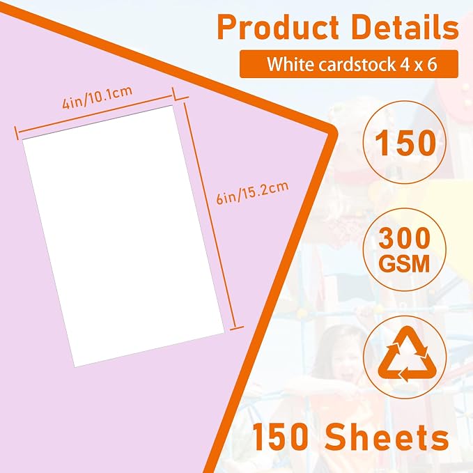 Guakicae 150 Sheets White Cardstock 4 x 6 Scrapbooking Paper 110lb