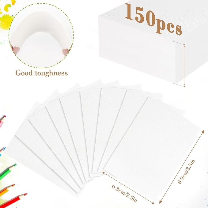 150PCS 2.5x3.5 Watercolor Paper Bulk, 140lb/300g Cold Press Thick Water Color Paper Pad for Child Adult, White Art Paper for Drawing Painting Markers Gouache, Textured Cotton Paper Sheets