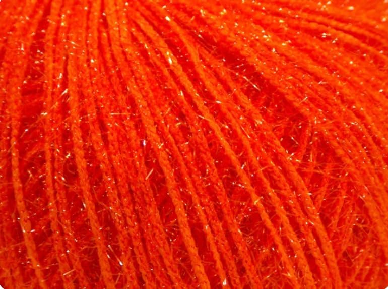 Sparkly Eyelash Fantasy Knitting Yarn | Metallic Lurex Nylon Short Eyelash Yarn | 50g (1.76oz) |140m(155 Yards) | Shiny Crochet Thread for Amigurumi & Decorative Projects (1 Skein, Orange)