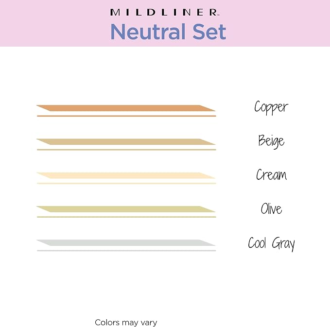 Zebra Pen MILDLINER No Bleed Highlighter, Neutral Vintage, Dual Tip, 5-Pack