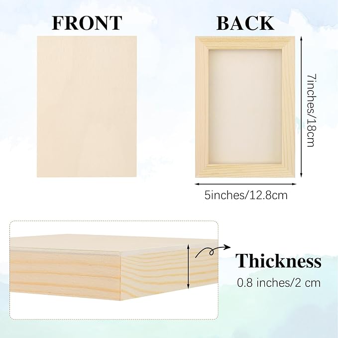 Aodaer 8 Pack Wood Panels 5 x 7 Inch Wooden Panels Canvas Unfinished Craft Wood Boards Panels for Art Crafts Acrylic and Oil Painting Pouring DIY Projects