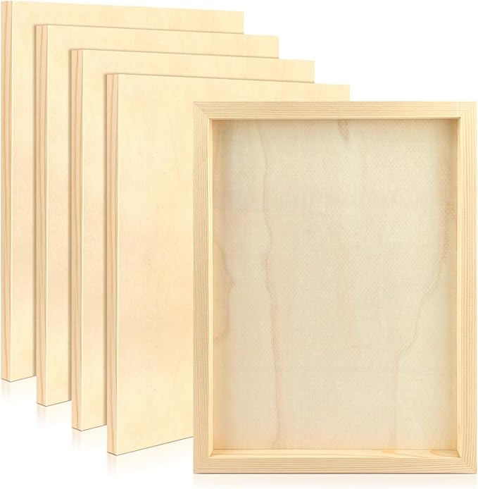 FSWCCK 5 Pack 11 x 14 inch Wood Panel Boards, Unfinished Wood Canvas Panels for Crafts, Painting Canvas, DIY Art Projects, Pouring, Arts Use with Oils, Acrylics