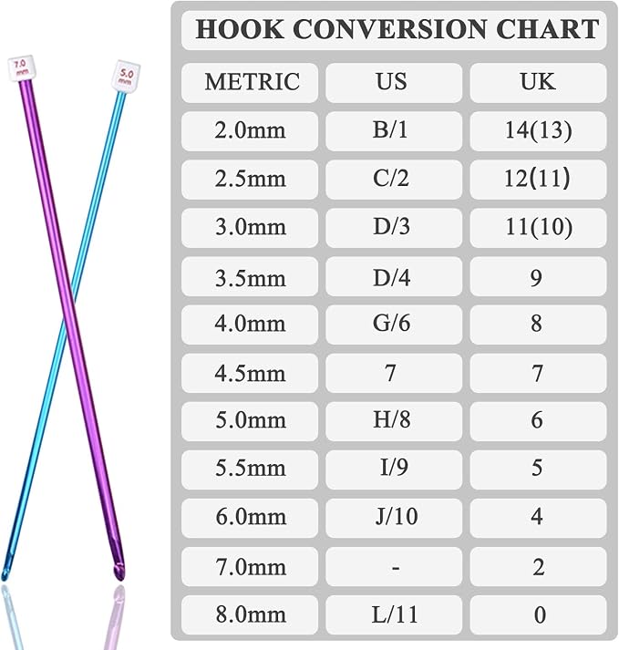 Coopay 11Pcs Tunisian Crochet Hooks Set-Long Crochet Hook, 2mm(B)-8mm(L) | Afghan Crochet Needles for Crocheting Large Projects, Great Knitting & Crochet Supplies for Beginner, Crocheter & Knitter