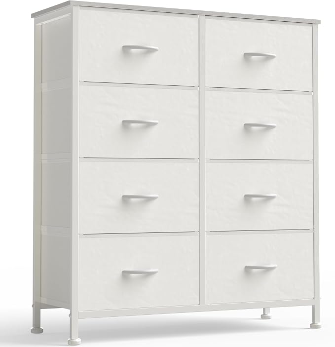 OLIXIS 8 Drawer Storage Dresser for Bedroom, White Closet Organizers Units