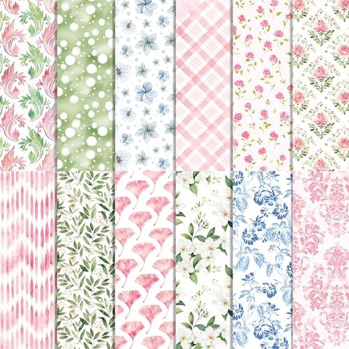 12×12 Spring Scrapbook Paper Watercolor Flower Pattern Paper,24 Sheets Double-Sided CardStock Papers Pad for Junk Journal, Decoupage, Card Making, Scrapbooking, DIY Home Decor .