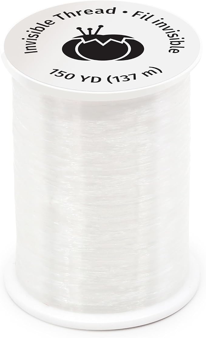 Dritz Invisible Thread, 150 Yards – Clear Thread | Blends Seamlessly with Any Fabric for Quilting, Appliqués, Crafts & Garments, 1 Roll, Clear