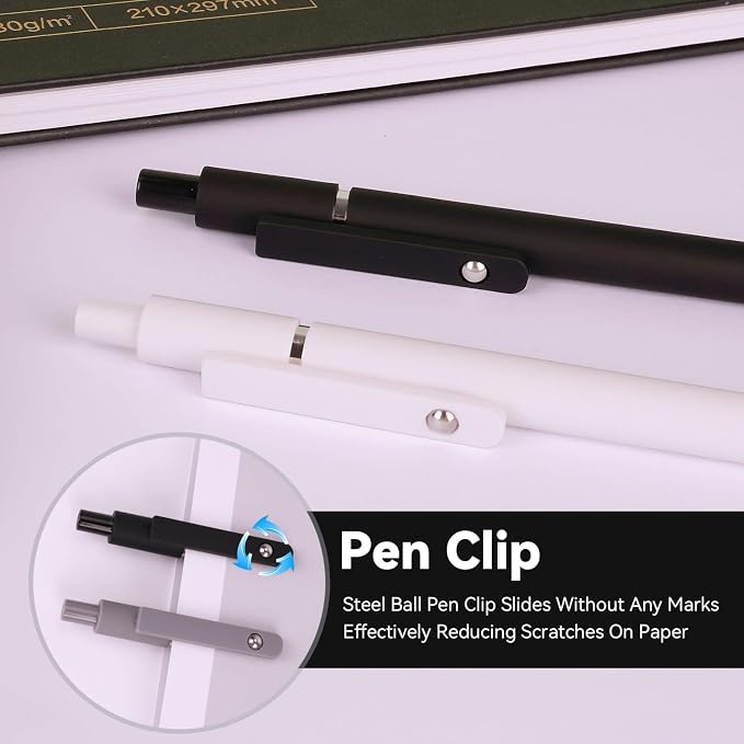 FIOVER Gel Pens 6pcs 0.5mm Fine Point Black Ink Quick Dry Pens