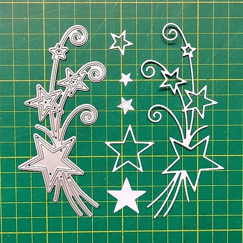 Scrapbooking Die-Cuts for Card Making, Christmas Metal Cutting Dies, Paper Craft Punch Template, Background Embossing Stencils, DIY Album Décor (Star Ribbon-5.6x12.7cm)