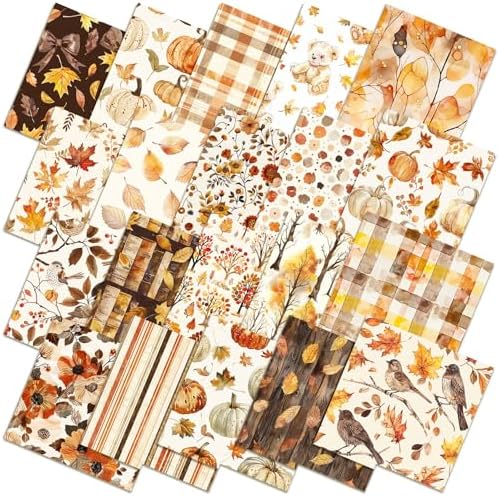HunnmingRe 20 Pcs 10''x10'' Fall Patterned Quilting Fabric Squares