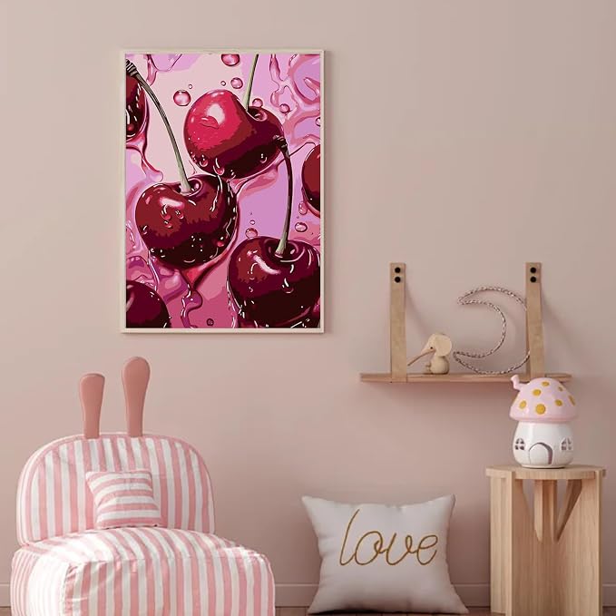 AIBOERL Diamond Art Kits for Adults,Square Drill Cherry Diamond Painting | Square Drill Cherry Diamond Painting for Beginners DIY Square Diamond Dot Painting Gem Art Kits,Home Wall Decor 12x16Inch